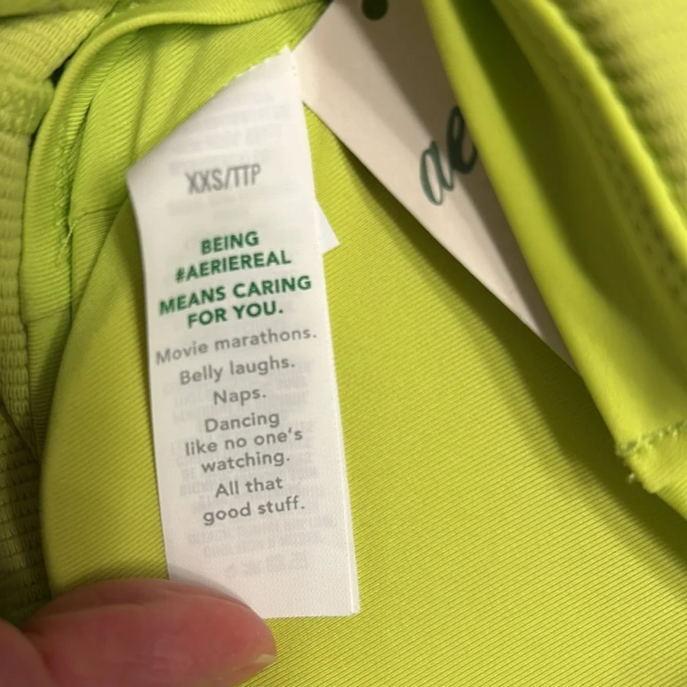 NWT Aerie Lime Green xxs Ribbed swimsuit handkerchief top